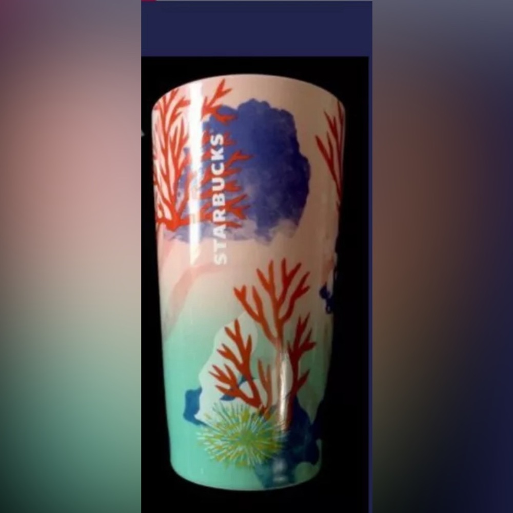 TUMBLER CORAL REEF SUMMER 12 OZ. WITH BLUE LID